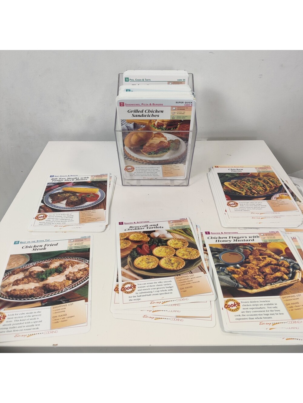 Vintage Easy Everyday Cooking Recipe Cards & Acrylic Box Lot 1998 IMP